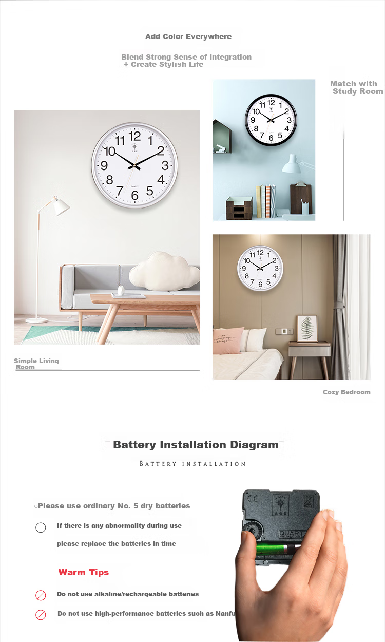 POLARIS Wall Clock, Creative Fashionable Minimalist Clock, Quiet Quartz Clock, Living Room Timepiece, 33cm Wood Grai 9