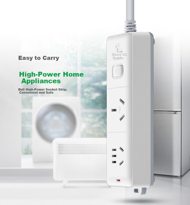 BULL High-Power 16A Socket Power Strip / Extension Cord / Power Board for Air Conditioner, Water Heater, Electric Heater, Suitable for 2 Outlets with Master Switch, Total Length 5 Meters GN-S102D 1