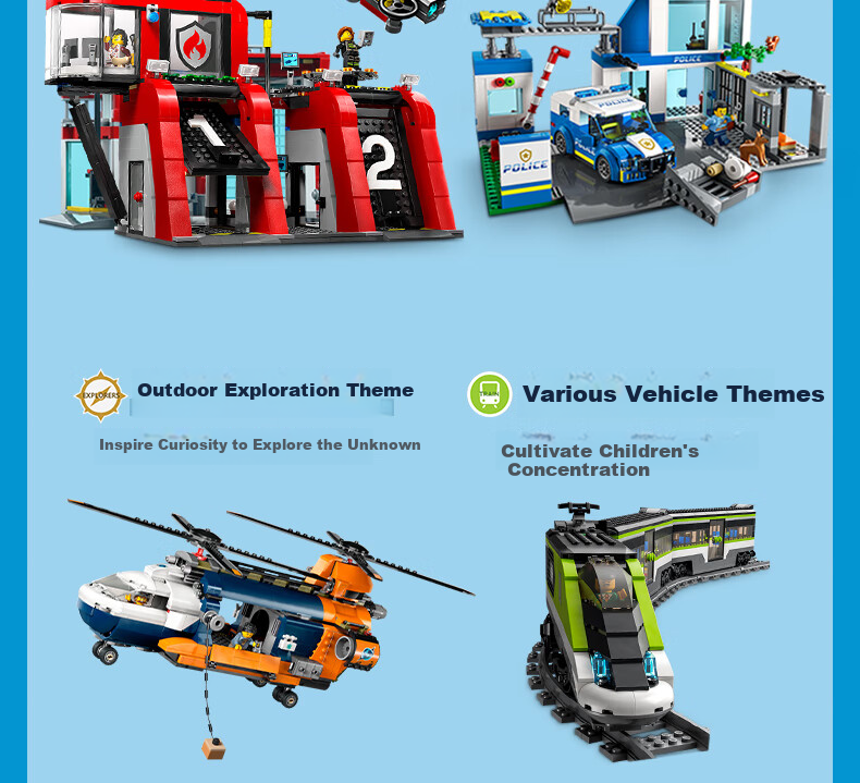LEGO City 60462 Helicopter Fire Truck And Submarine Set, Boys And Girls Children's Toy Birthday Gift 12