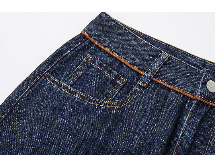 Dme [Yunyang Cotton Series] Autumn Minimalist Style Mid-Rise Contrasting Color Roll-Up Straight Wide-Leg Jeans for Petite Wome 6