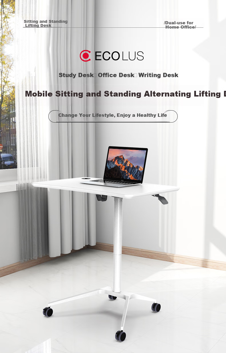 ECOLUS Adjustable Height Computer Desk, Movable Study Training Conference Desk, Standing Office Support LST801WT 2