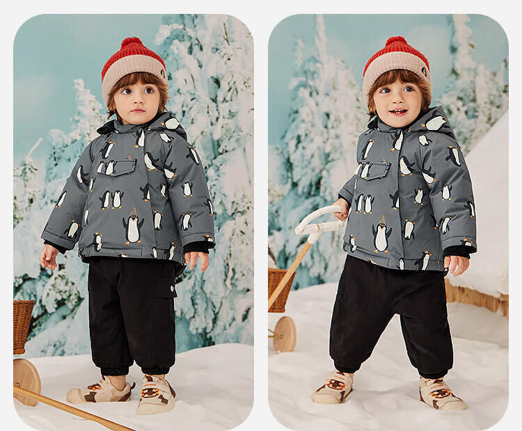 Minibala Kids Unisex Three-Proof Down Jacket Baby Goose Down Windproof Coat 2025 Winter 8