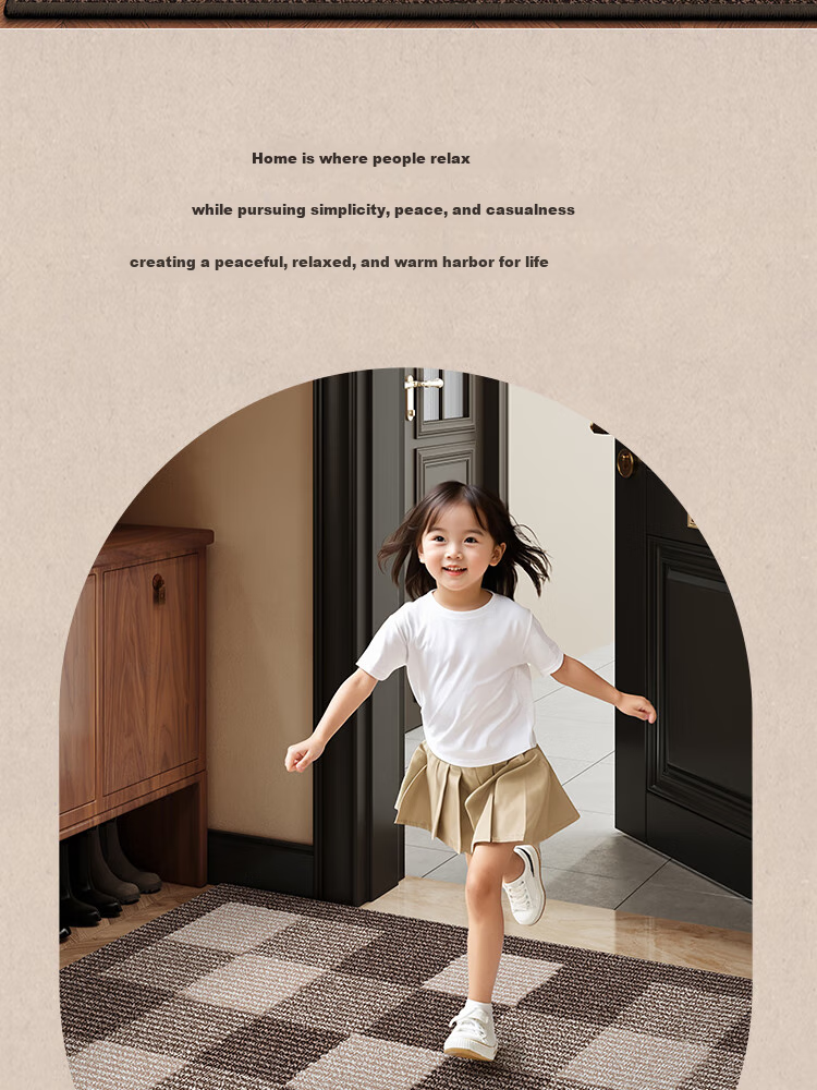 Budisi Entrance Door Mat, Doormat for Entryway, Cuttable, Dirt-Resistant, Dust-Proof, Non-Slip, Vintage Brown Foot Mat, 80*50CM 2