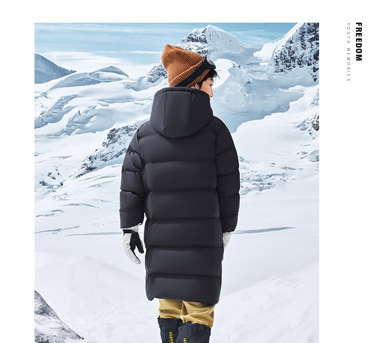 ERKE Kids Boys and Girls Warm Winter Windproof Long Down Jacket Black 130 10