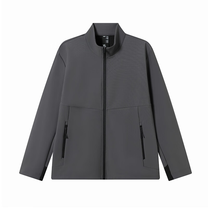 JD Original Windproof And Waterproof Soft Shell Men's Jacket, Autumn New Casual Sports Jacket with Fleece Collar, Gray, XL