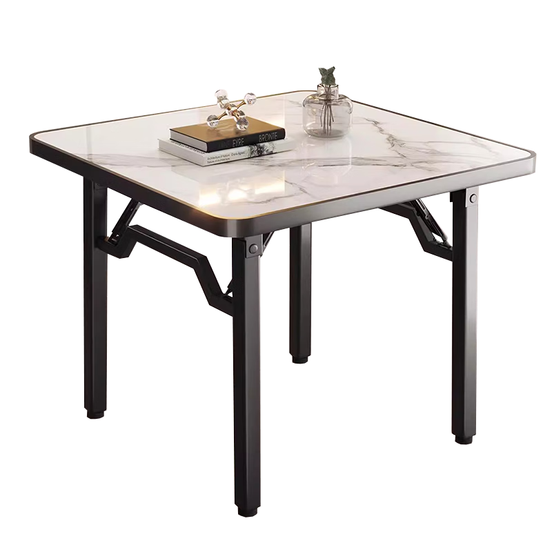 Jingcai Folding Dining Table for Small Homes, Mahjong Table, Outdoor Square Table JZP12 White Texture 100cm