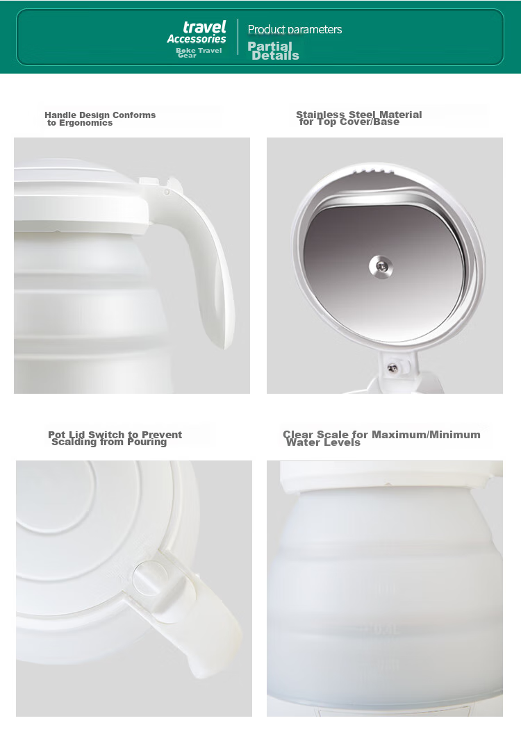 JOYTOUR Foldable Electric Kettle, Portable Travel Water Boiler for Home Use, Health-Preserving Insulated Kettle, White 11
