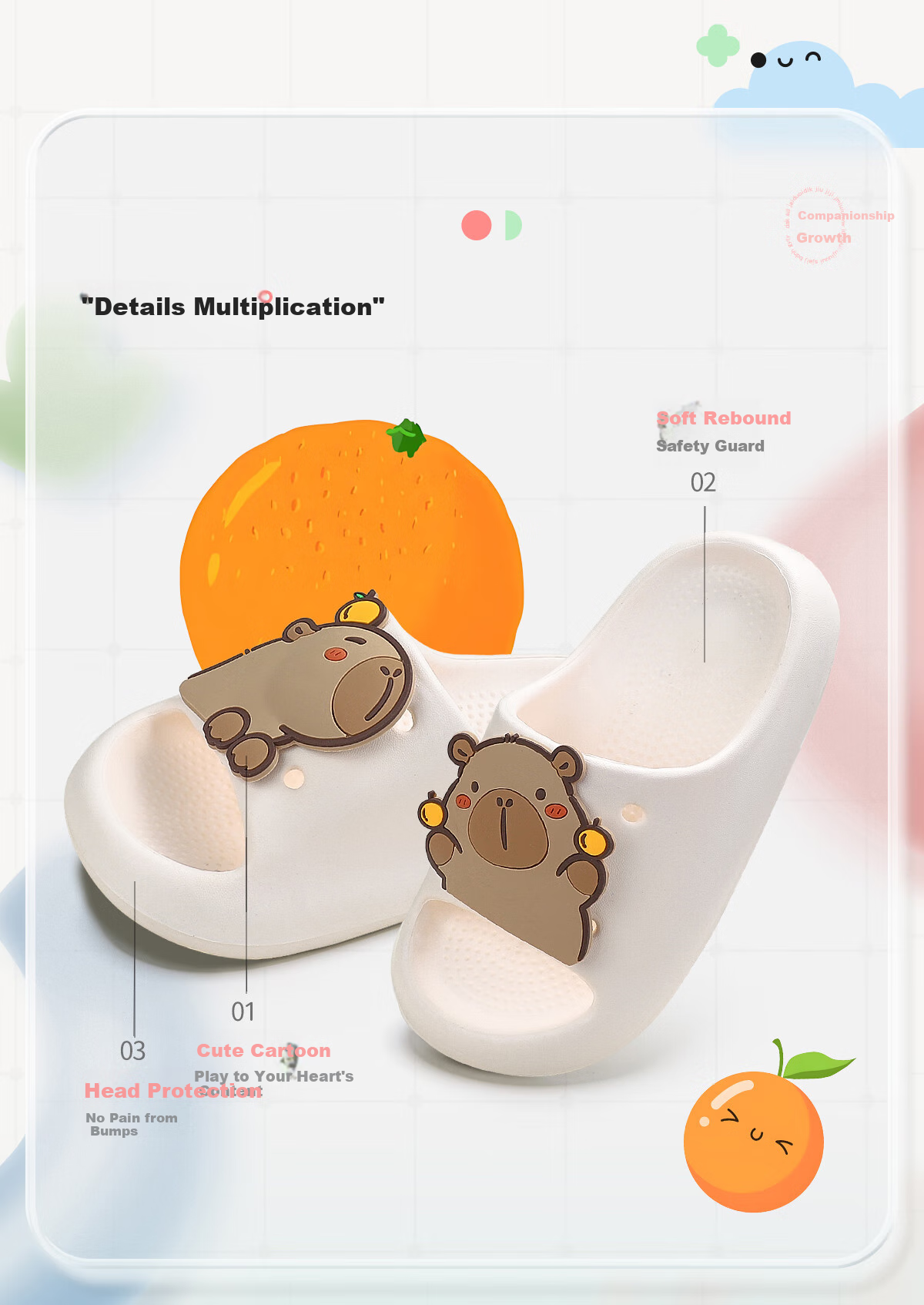 TUDOUWU Children's Slippers for Older Kids, Indoor And Outdoor Non-Slip Soft Sole Parent-Child Capybara Sandals, Green, Size 36 4