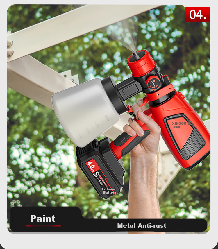 Xinggu Electric Paint Sprayer, Latex Paint Sprayer, Lithium Battery Paint Gun, Wall Painting Tool, Handheld Spray Bottle, High Atomization Single 10