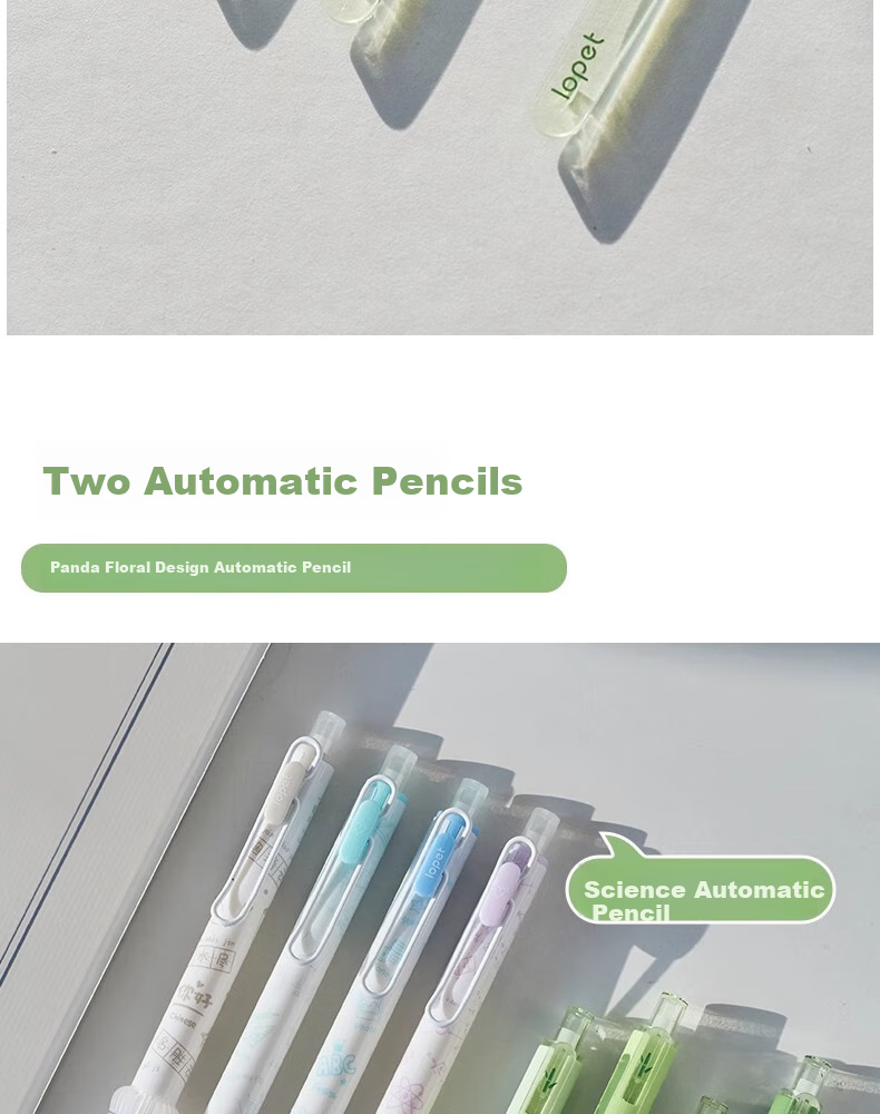 LOPET Panda Flower Automatic Pencil, Elementary School Student Hand Protector, High-Tech Ultra-Soft Grip, Writing Without Fatigue, 0.5mm Buffer, Anti-Breaking Lead, Drawing Pencil LT-7026 7
