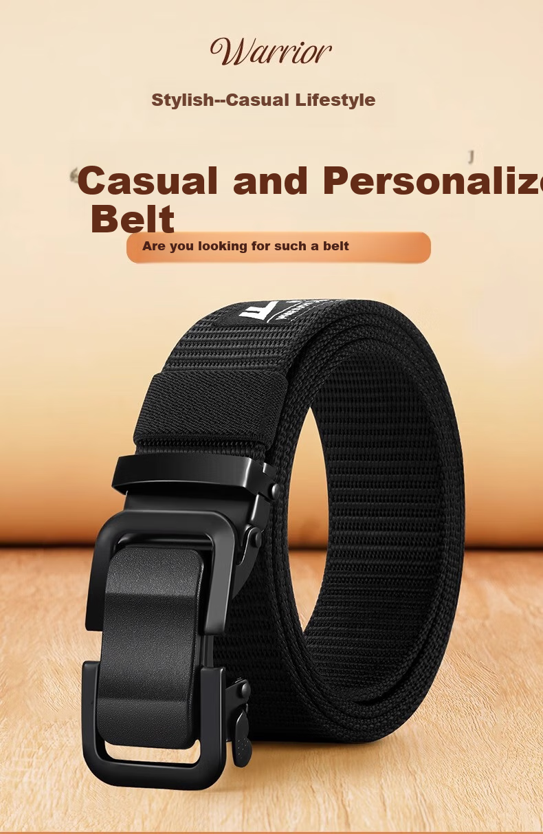 Huili Canvas Belt with Automatic Buckle, Tactical Woven Belt, Thickened Casual Versatile Belt for Men And Women, Trendy Simple Waistband 1
