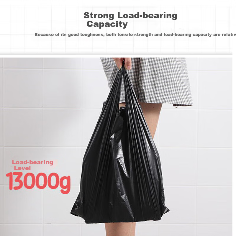 Ourunzhe Thick Black Vest-Style Garbage Bags, 30*60cm, 200 Count, 1.7 Microns, Handled for Home Use, 12L Trash Can Plastic Bags