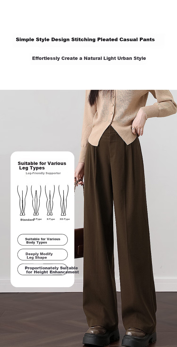 DME "Unconditionally Inclusive Leg Shape" Autumn Minimalist Design Patchwork Pleated Hem Decorative Button Straight Tube Concealed Meat Casual Pants 2