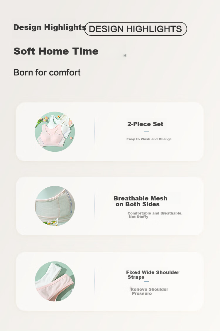 Hodohome Girls' Underwear, Puberty Stage Two, Mesh Breathable Bra, Middle School Student Wireless Vest, 038A80 2