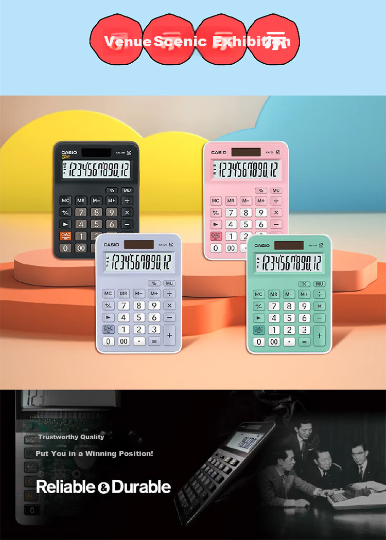 CASIO 60th Anniversary Limited Edition Desktop Office Calculator 12-Digit Display Solar Dual Power Portable Stylish Maple Leaf Red 9