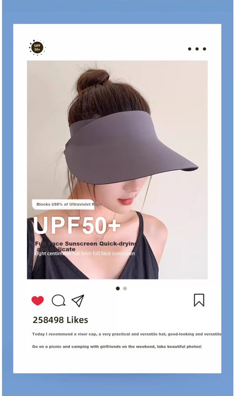 YUZHAOLIN Wide Brim Seamless Sun Protection Hat for Women, Outdoor UV-Resistant Sun Visor, Hiking Cap, Sun Hat, Ladies' Visor Cap 1