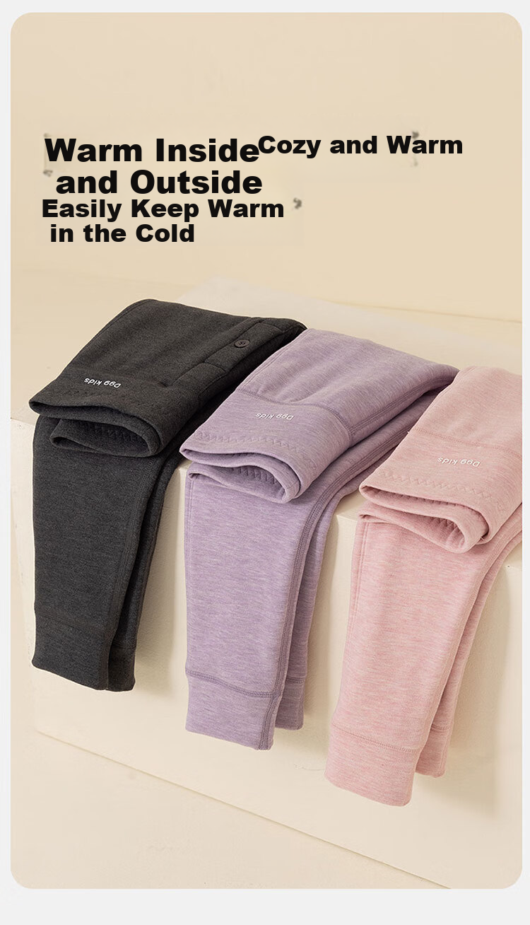 Dingguagua Children's Fleece-Lined Thick Warm Pants, Autumn And Winter Girls' High-Waist Cotton Pants, School Uniform Essential, Inner Wear Single Autumn Pants, Purple 140 16