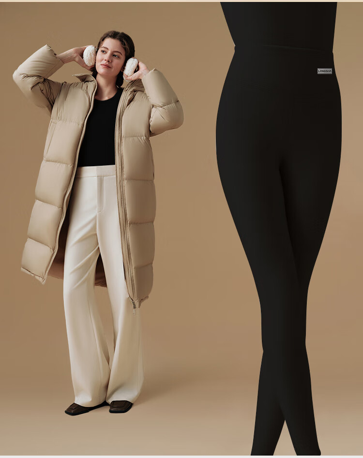 Langsha Women's Thermal Pants Winter Fleece Lined Thickened High Waist Double Layer Tummy Control Lambswool Seamless Cotton Leggings 18
