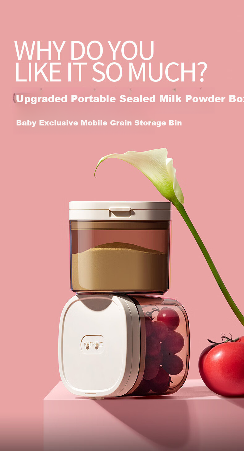ANKOU Milk Powder Container, Baby Formula Canister, Sealed Jar, Portable Rice Cereal Box, Light-Proof Complementary Food Container with Magnetic Suction And Flat Scraper, 1200ML 1
