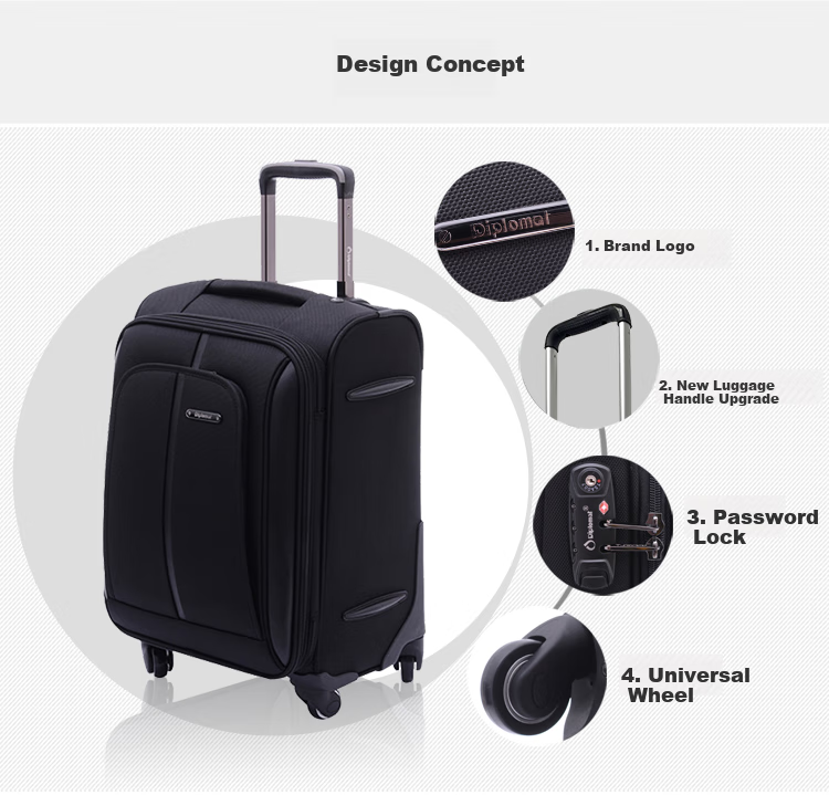 Diplomat DEF-1551G Suitcase with Business Spinner Wheels for Commercial Air Travel, Black, 16 Inches 4