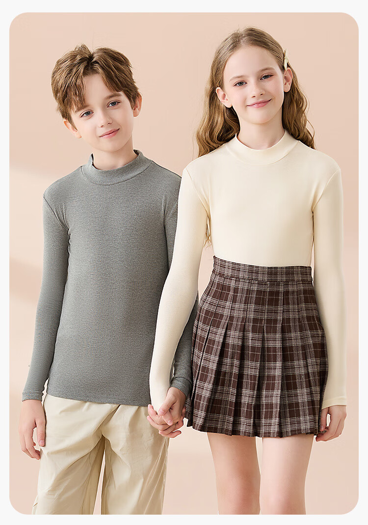 Hodo Children's Thermal Skin-Friendly Base Shirt Boys Girls Warm Underwear Autumn Winter New Thickened Thermal Top for Older Kids 10