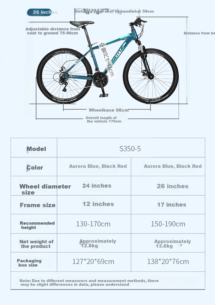 BATTLE Mountain Bike, 26-Inch, 24-Speed, for Men And Women, Adults, Students, Teenagers, City Leisure Off-Road Bike, Black And Red Color 9