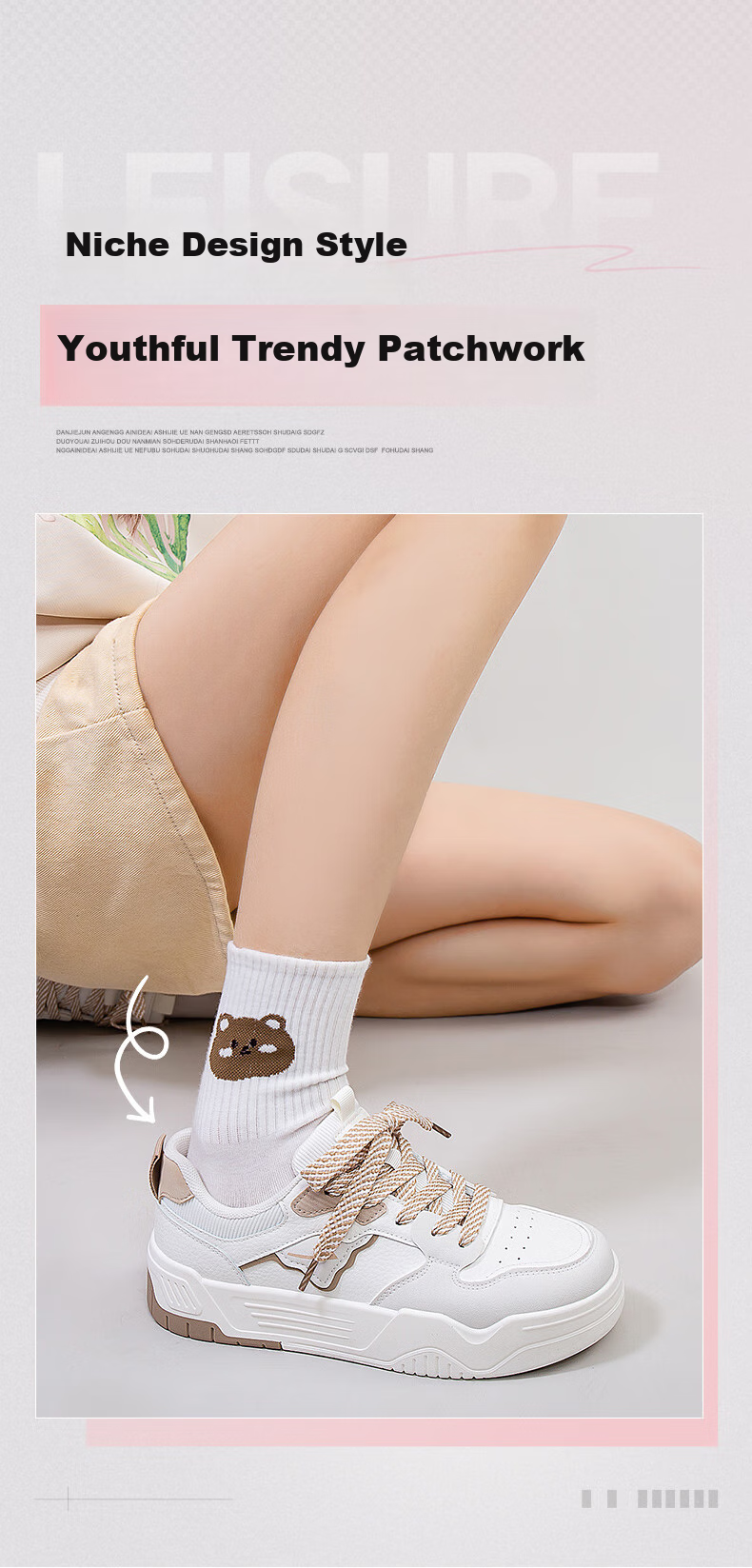 Huili Official Women's Shoes, Summer Sneakers for Women 2026, Casual Ladies' Shoes, Lightweight Thick-Soled Shoes for Women, White-Gray Size 38 4