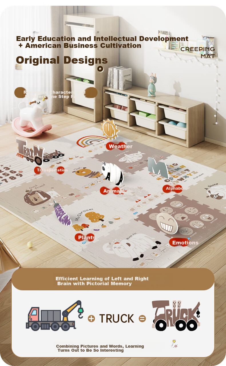 Tamengyu Crawling Mat, Baby Play Mat, Infant Interlocking Floor Mat, XPE Eco-Friendly Foam Pad, Thickened, 9 Pieces, Holiday Gift 2