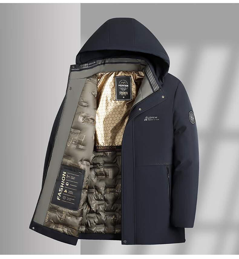 TUCANO Men's Winter Cotton Padded Jacket, Fleece Lined Thickened Coat, Men's Cold-Resistant Warm Business Casual Hooded Outerwear 6