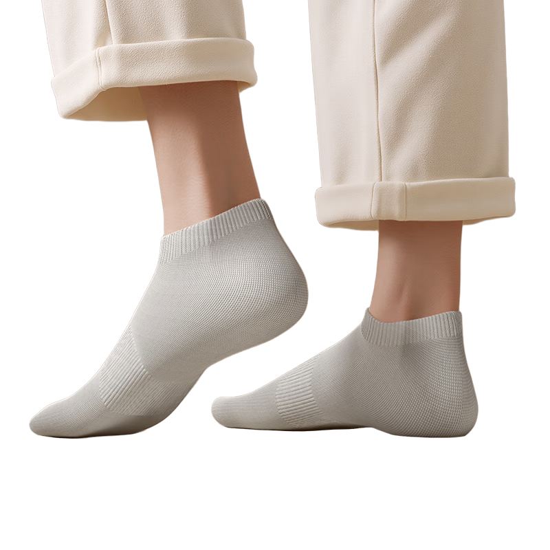 Baicaoyuan Disposable Socks for Men and Women, Thin Daily Short Tube Travel No-Wash Boat Socks, Gray, 20 Pairs