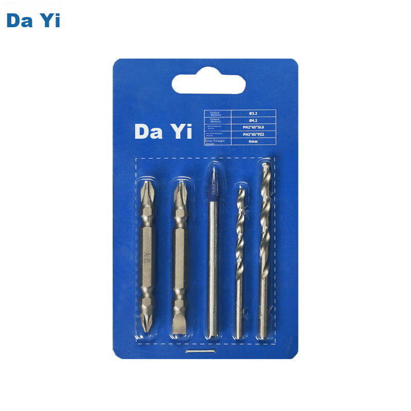 Dayi Electric Drill Screwdriver Bits, Flathead Phillips Torx Twist Drill Alloy Triangular Drill, 5-Piece Bit Set 1