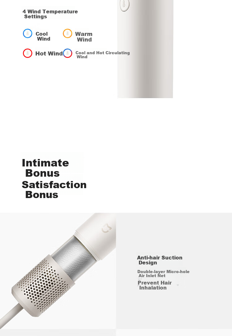 Mijia [Portable Travel] Xiaomi High-Speed Hair Dryer with Intelligent Temperature Control, Constant Temperature, Quiet Operation, High Power, Negative Ion, for Home And Student Dormitory Use, Pink 10