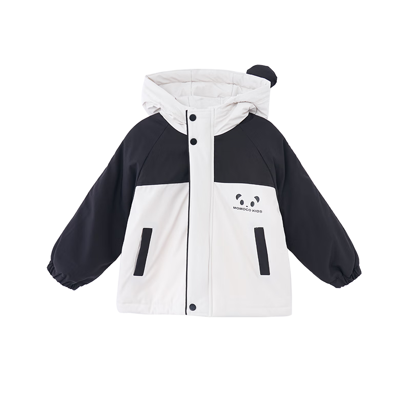 MOMOCO Kids Winter Fleece Thick Hooded Panda Cotton Jacket for Boys Black 120