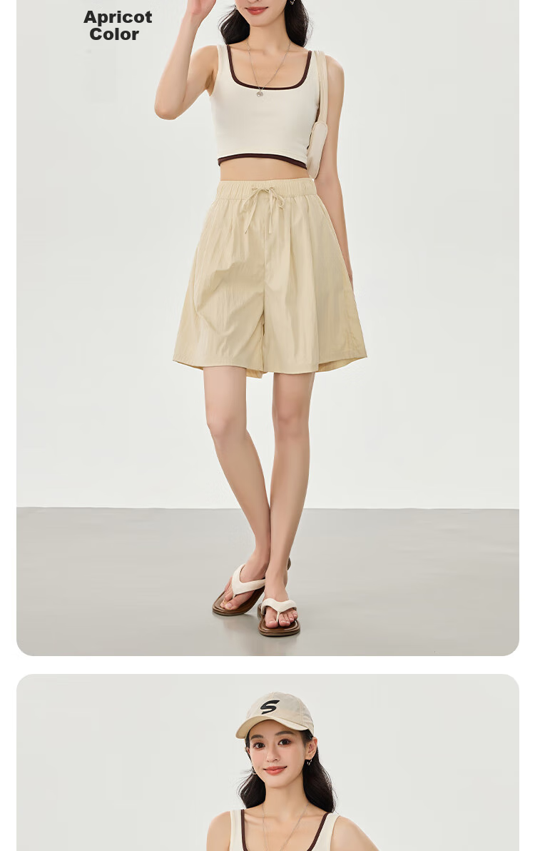 BOPRUIEY Women's Shorts, Summer Loose Wide-Leg Casual Ice Silk Thin Slimming Textured Lazy Sports Knee-Length Shorts 5