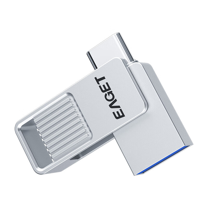 EAGET 128GB Type-C USB 3.2 Dual Interface Mini Waterproof Metal High-Speed Flash Drive CU32 for Phone, Computer, Tablet