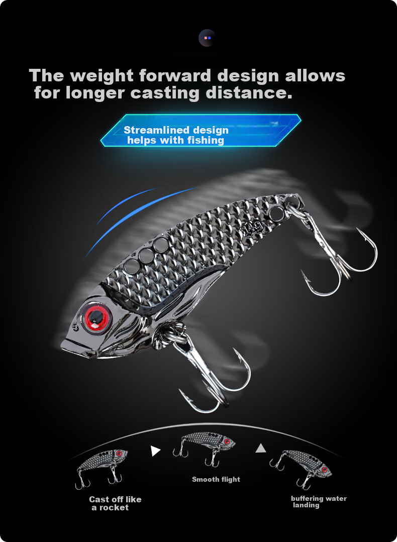 Erciyuan Lure Fishing Bait Long-Casting Iron Plate VIB Full Water Layer Search Artificial Bait for Fresh And Saltwater Fishing, Versatile Lure Fishing Bait 3g 4