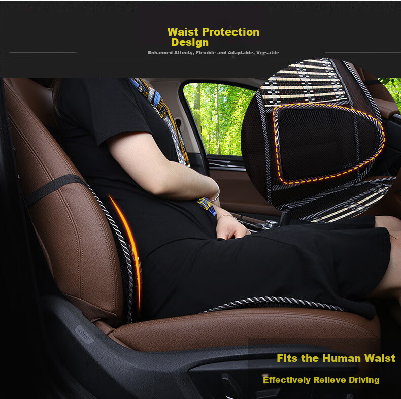 Dijialun Car Seat Cushion, Summer Cooling Pad, Wooden Bead Front Row Single Piece Seat Cover, Ventilated Truck Seat Cover, Cooling Mat, Office Chair Lumbar Support, Headrest Pad, All-Season Universal, Coffee Color with Headrest 4