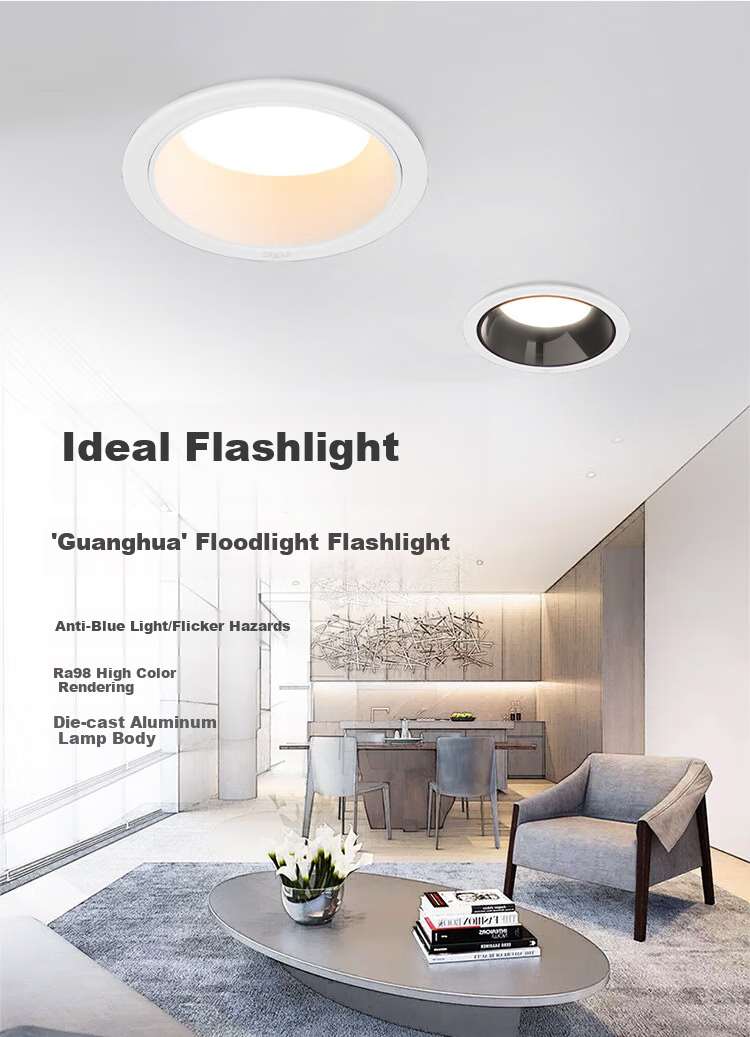 NVC LED Downlight 7W White Cup Tri-Color Full Spectrum Eye Protection Recessed Ceiling Light for Living Room and Bedroom [Guanghua] Ra98 2