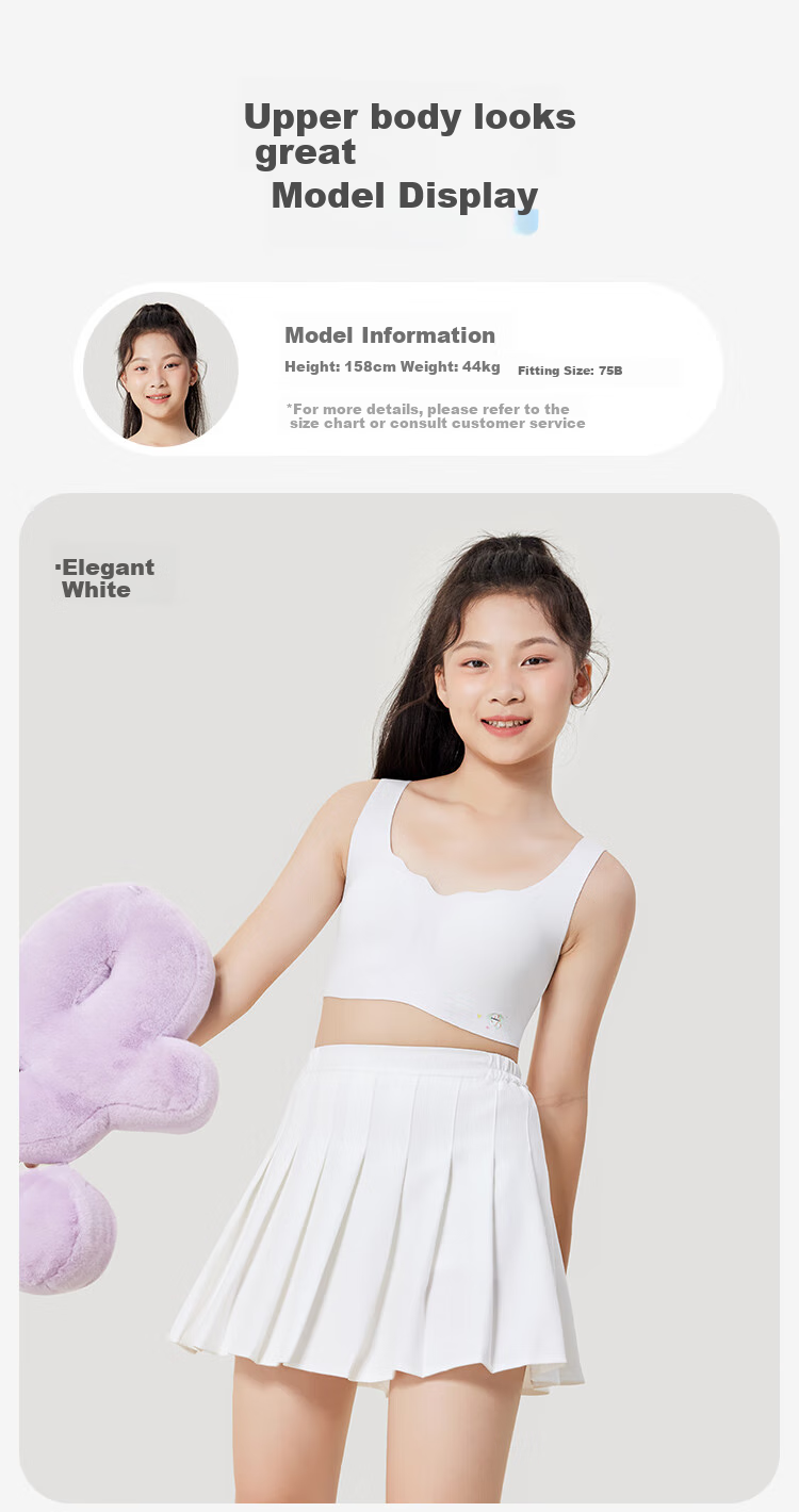 Jiusuibian Plant Cotton Children's Underwear Girls' A-Class Invisible Thin Bra 12-15 Years Old Teenage Girls Medium and Long Vest 12