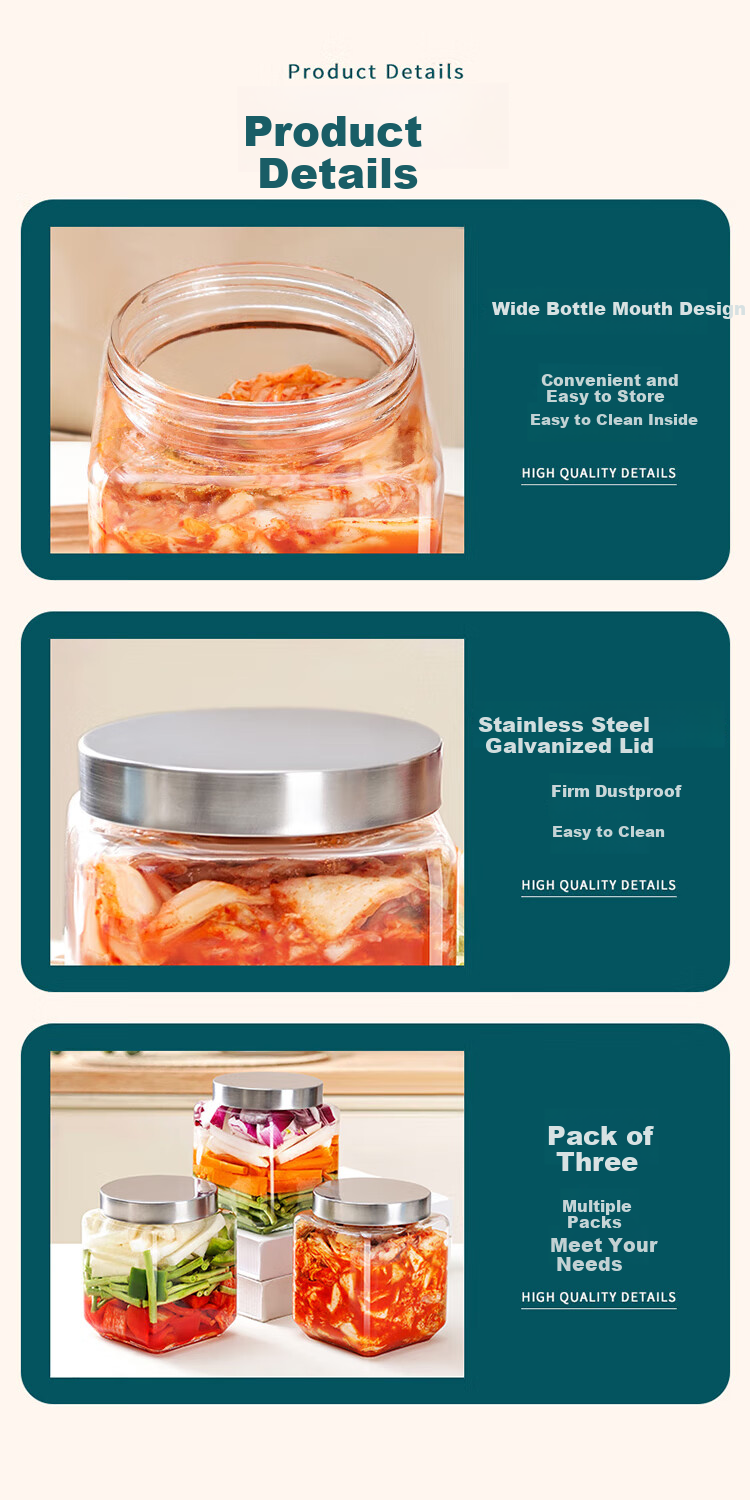 Baijie Sealed Jars for Jam, Honey, Bird's Nest, Liquor Infusion, Pickles, And Kimchi, Set of 6 11