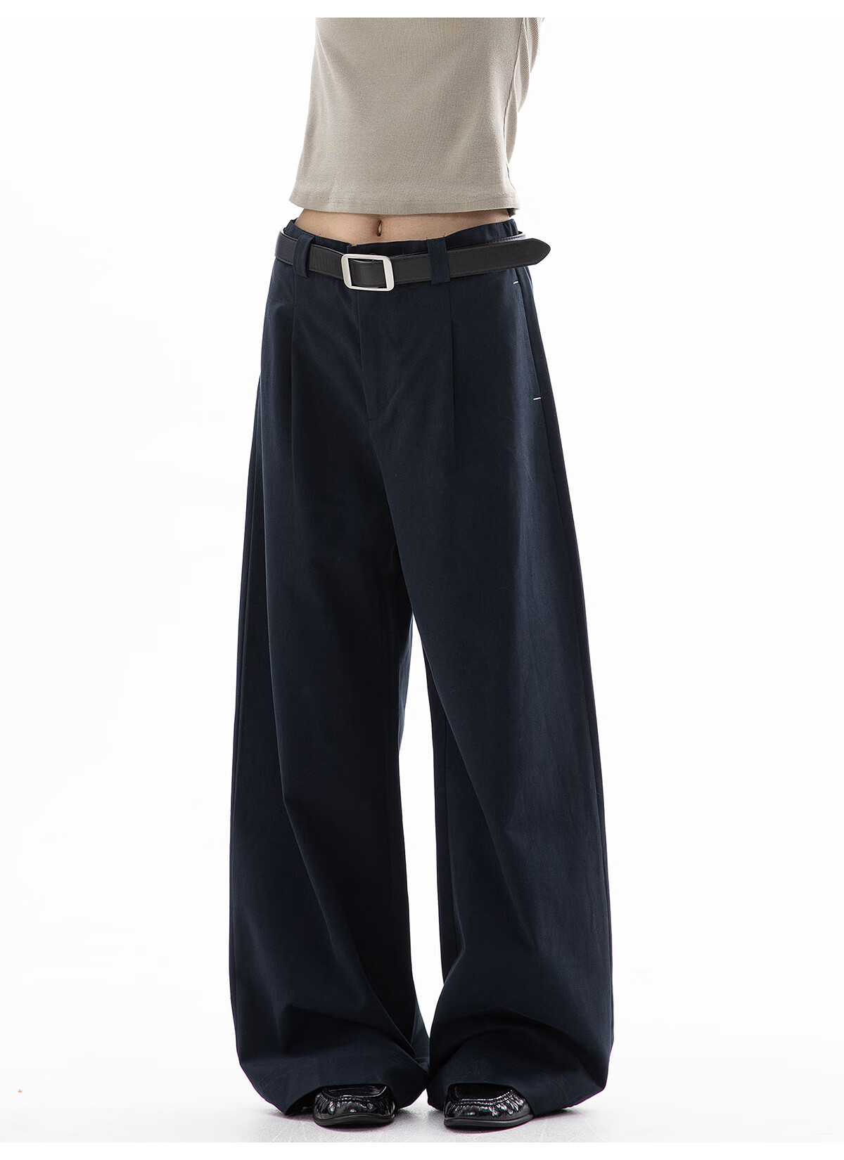 ICH MODE Women's American Style Straight-Leg Dress Pants Autumn Winter New Loose Wide-Leg Suit Trousers Casual Khaki Pants Khaki M 22