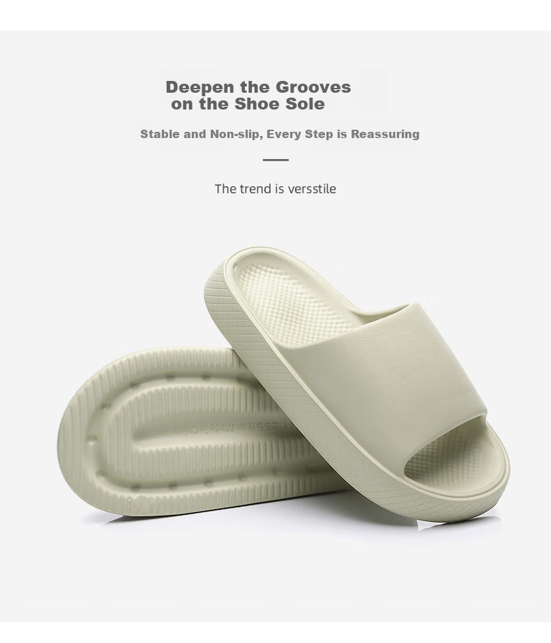 GUOLUOFEI Thick-Soled Slippers for Men, Summer Outdoor Wear, Squishy Feel, Indoor Couples Bathroom Shower Sandals, Green, Size 38-39 5
