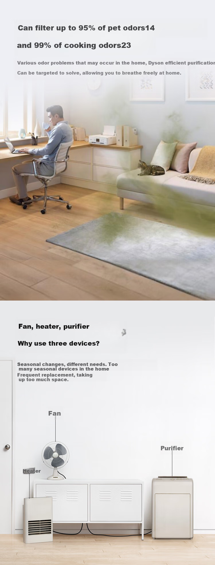 DYSON HP12 Air Purifier with Warm Air Fan, Filters Viruses, Removes Formaldehyde, Mites, Dust, And Allergens, Eliminates PM2.5 And Odors, Pet-Friendly Certified, Platinum Color 10