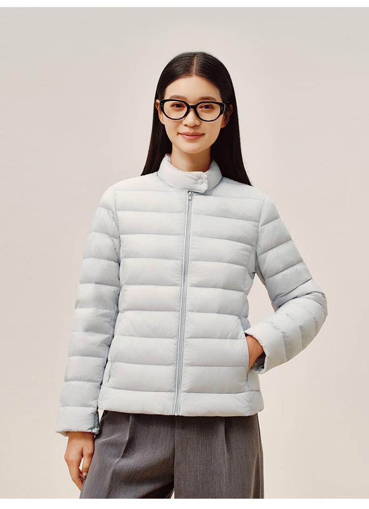 JD Jingzao Women's Lightweight Down Jacket Fashion Versatile Winter 2025 Thick Warm Coat Soft Mist Gray XL 31