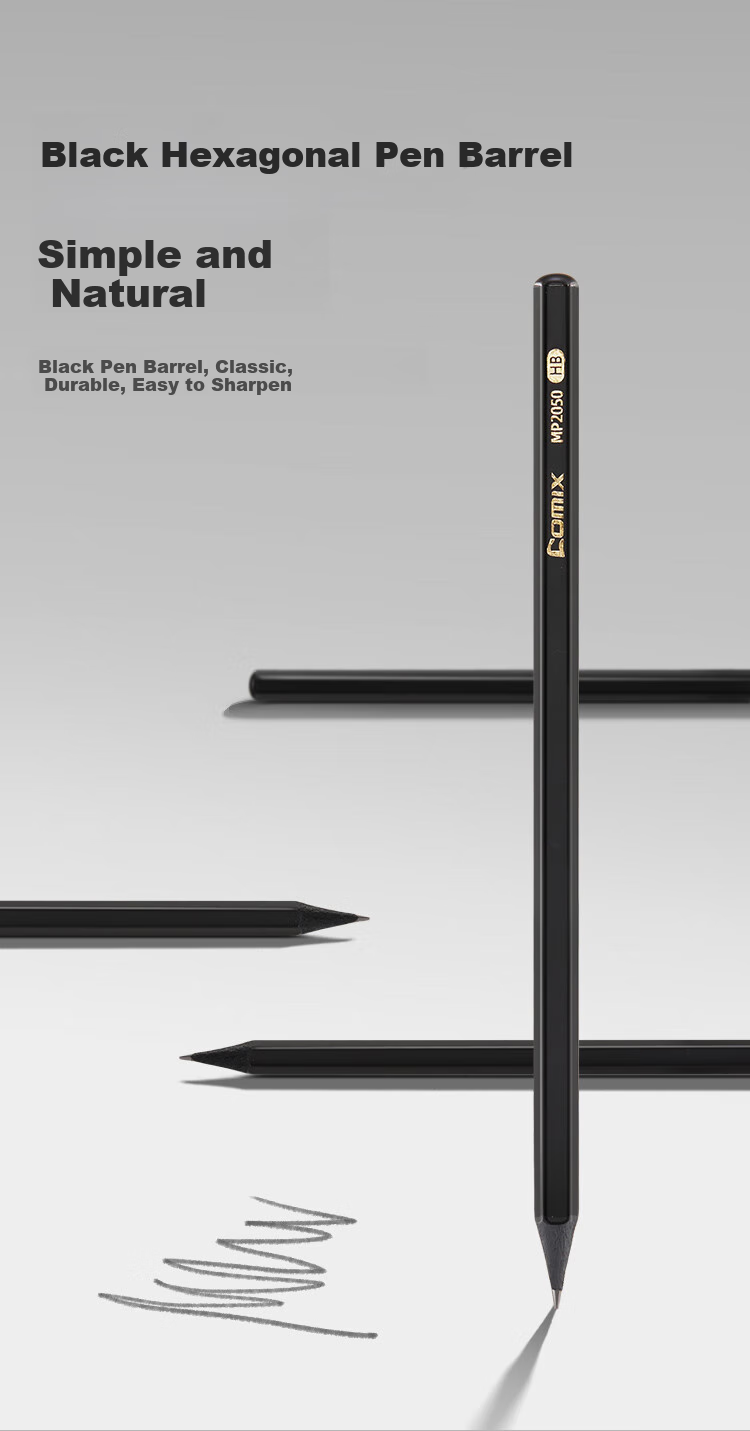 Comix 10-Pack HB Green Barrel Black Wood Pencils Triangular 3.2mm Thick Lead Core Break-Resistant Student Art Sketch Drawing Writing Practice Back-to-School Gift MP2052 2