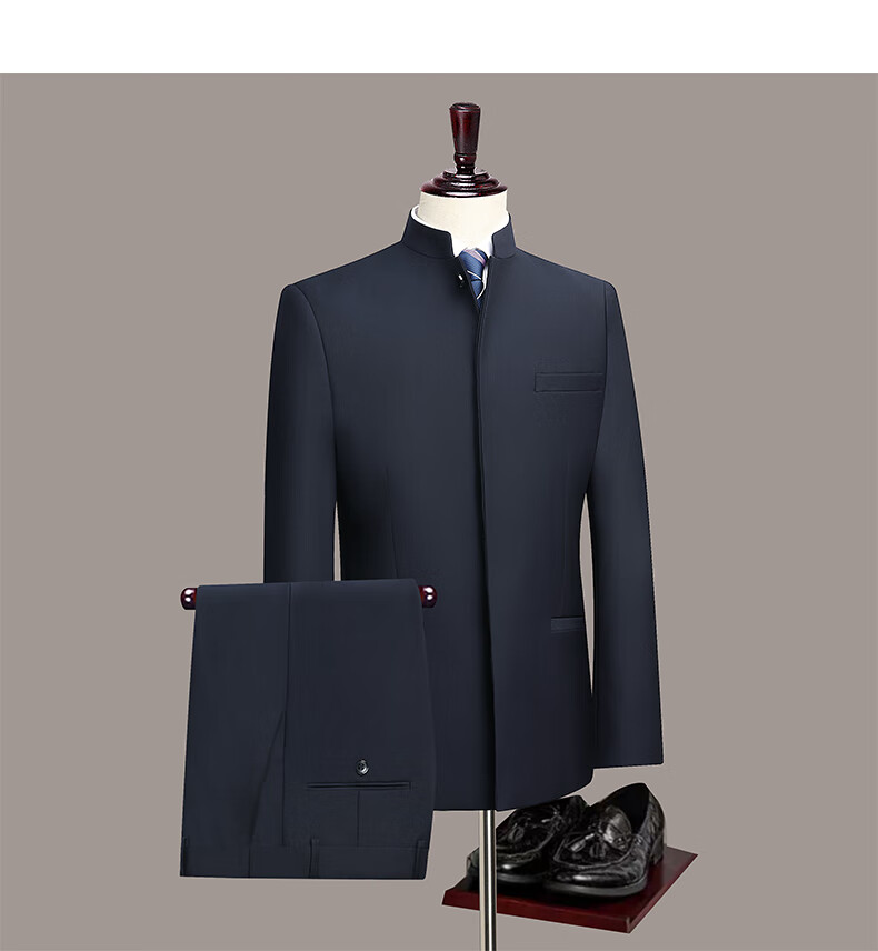 Shanshan Zhongshan Suit Set Men's Wedding Formal Stand Collar Dad Outfit New Chinese Style Groom Engagement China Style Suit 4