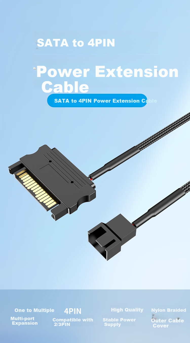 JEYI SATA 15Pin to Case Fan Adapter, 4Pin to 3-Port S-FAN3 1