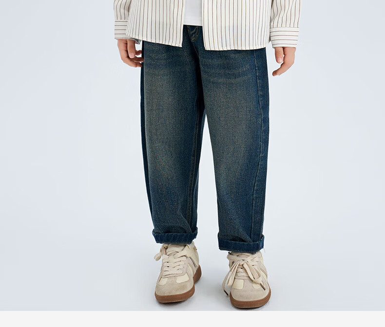 Luomeng Children's White Base Coffee-Colored Long-Sleeve Striped Shirt, Boys' Preppy Style Casual Versatile Spring And Autumn Shirt, White, Size 170 21