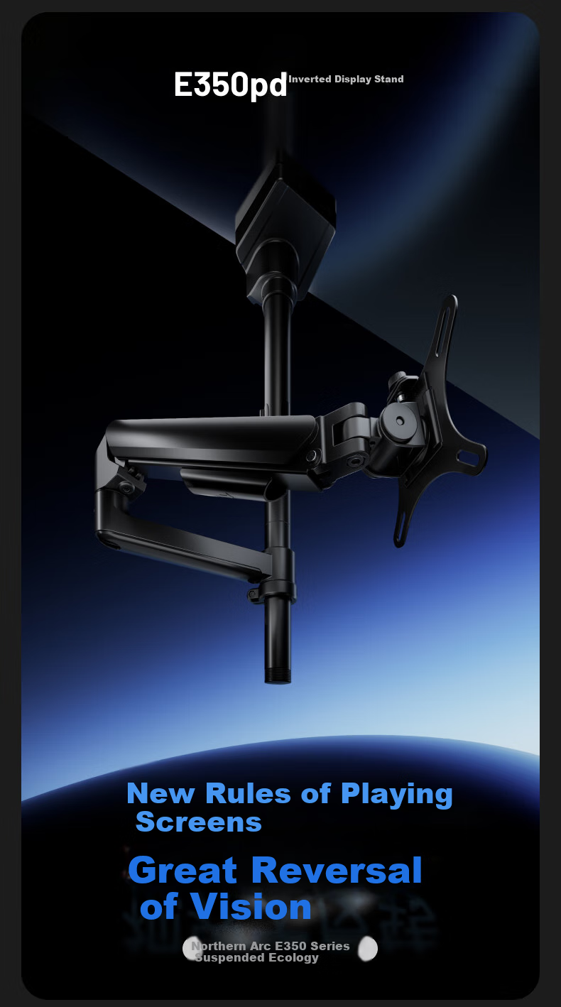 Brateck Beihu Monitor Stand, Inverted Mechanical Arm, Computer Stand Desktop Clamp Base, Inverted Screen Lifting Arm E350pd Black 17-32 Inch, Dormitory Suspended Bracket 2