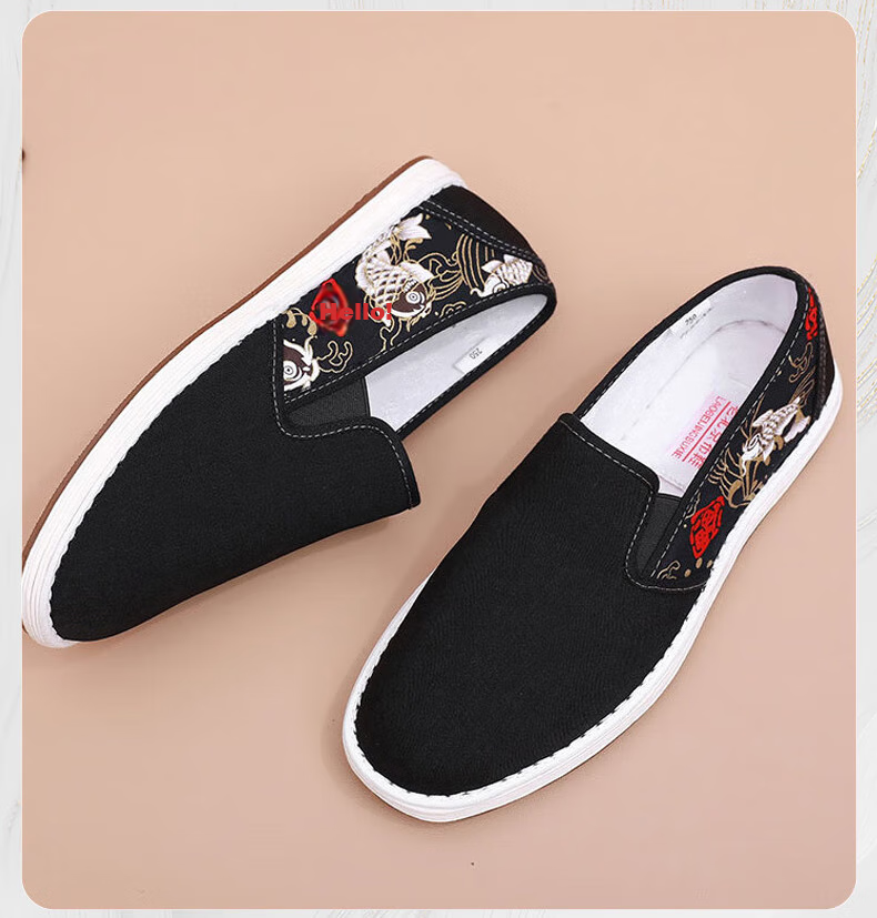 YUZHAOLIN Traditional Beijing Cloth Shoes with Thousand-Layer Casual Printed Trendy Slip-On Flat Men's Shoes Y1S-1005 Size 44 9